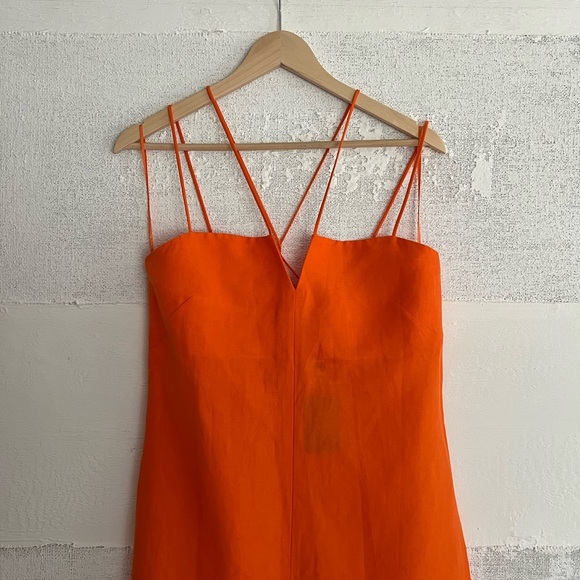 Massimo Dutti Bright Orange Strappy Linen Dress, NWT - Picture 9 of 15